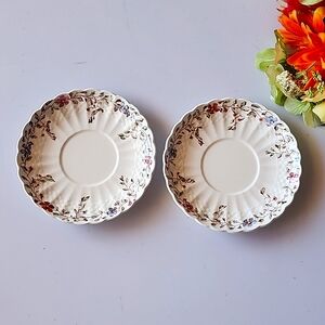 Set of 2 Copeland Spode Wicker Dale. Saucers, England.